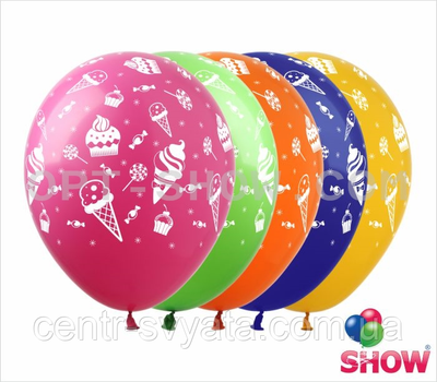 Латексна кулька Show 12" (30 см) Морозиво та кекси 1604837042 фото