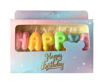 Свічки-літери "Happy Birthday" макарун асорті 2016576935 фото