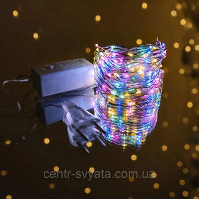 Світлодіодна гірлянда роса LED 10 метрів - Різнокольорове світло від мережі 220 V 47063 фото