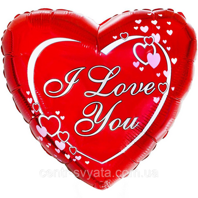 Фольгована кулька Flexmetal 18"(45 см) Серце "I love you" з сердечками 8435102300574 \ 4-14-А2 фото