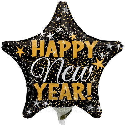 Фольгована кулька Anagram зірка 9" (23 см) Happy New Year (Новий рік) 1718660816 фото