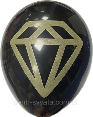 Латексна кулька Gemar 12"(30 см) Діамант на білому на чорному 2054719942 фото