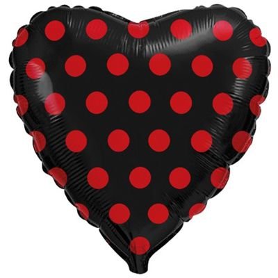 Фольгована кулька Flexmetal 18"(45 см) Серце червоний горох 8435102302967 \ 4-13-А2 фото