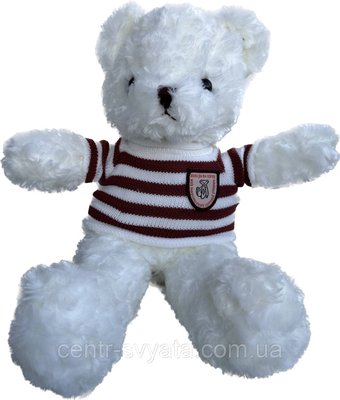 М'яка іграшка "Ведмедик білий в тільнику", 35 см 301097 фото