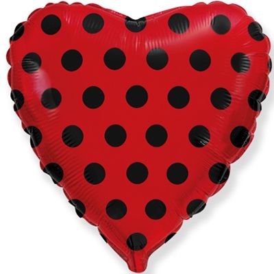 Фольгована кулька Flexmetal 18"(45 см) Серце червоний горох 8435102302950 \ 4-13-А2 фото
