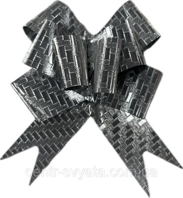 Бант подарунковий "З прямокутниками" Сріблястий 10 см. 2051117904 фото