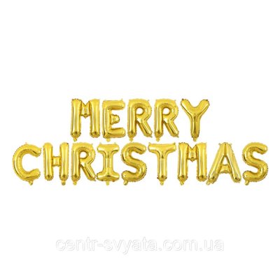 Фольговані літери КНР (38 см/літера) "Merry Christmas" золото 2017760812 фото