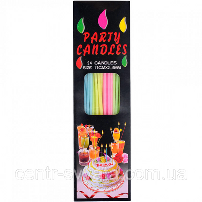 Свічки для торта "Тонкі" асорті 24 шт 2-1-А6 фото
