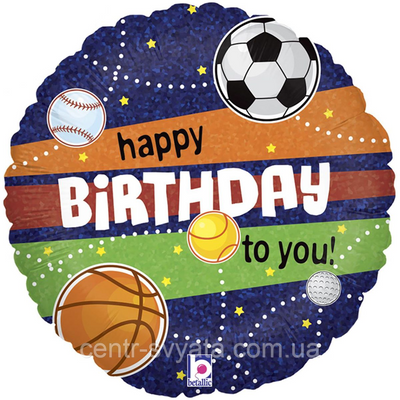 Фольгована кулька Grabo 18" (45 см) Коло Happy Birthday Спортивні м'ячі / М'яч 8055513369795 \ 4-15-А1 фото