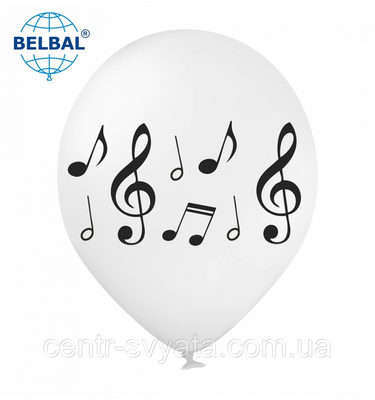 Латексна кулька BELBAL 12"(30 см) Ноти на білому 32 \ 4-18-А3-3 фото