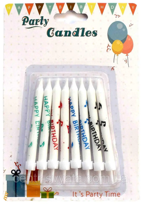 Свічки для торта "Happy Birthday Ноти / Тік ток", 8 шт. 6971414031185 \ 2-4-А4 фото