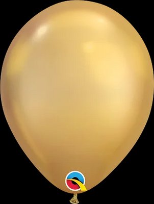 Латексна кулька Qualatex 11" (28 см) Хром золото Chrome gold 1298107021 фото