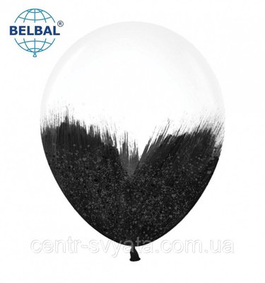 Латексний кулька BELBAL 12" (30 см) BRUSH SHINE/ Браш з глітером чорний 1504148737 фото