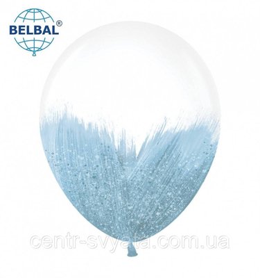 Латексний кулька BELBAL 12" (30 см) BRUSH SHINE/ Браш з глітером блакитний 1504148995 фото
