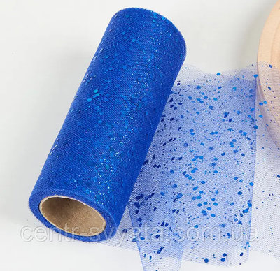 Фатин в рулоні с глітером и блискітками синій (15 см х 9 м) 600011 фото