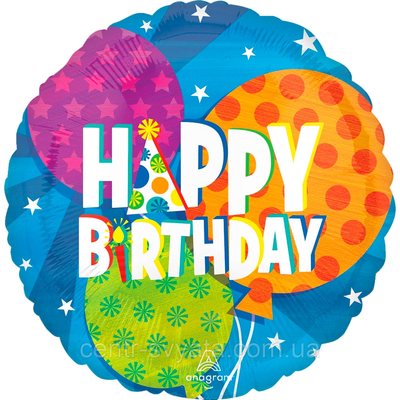 Фольгована кулька Anagram 18"(45 см) Коло "Happy Birthday" повітряні кульки 026635459464 \ 4-15-А1 фото