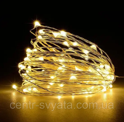 Світлодіодна гірлянда роса LED 5 метрів - Золотий теплий 10001 фото