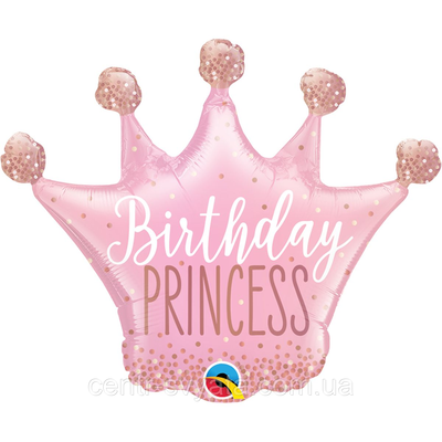 Фольгована кулька міні-фігура Qualatex 14" (36 см) Корона "Birthday Princess" 71444250788 фото