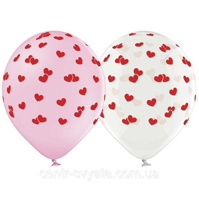 Латексна кулька BELBAL 12"(30 см) Сердечка червоні маленькі 201 фото