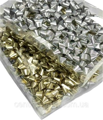 Бант подарочный "Золото + серебро" 7,5 см, 30 шт 2035096751 фото