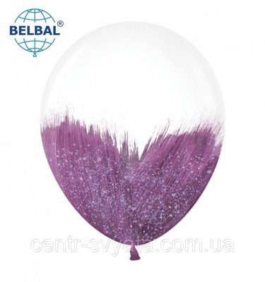Латексна кулька BELBAL 12" (30 см) BRUSH SHINE/ Браш з гліттером фіолетовий 1504150112 фото