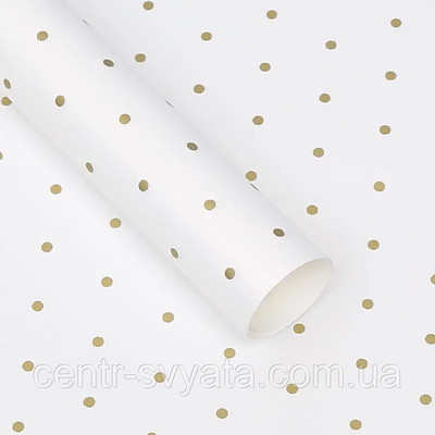 Плівка (калька) матова в рулоні "Горох дрібний на білому", (58 см х 58 см) 5 листів 8000139 фото
