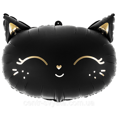 Фольгована кулька Party Deco (48х36 см) Кішечка чорна голова 5900779137097 \ 4-13-А1 фото