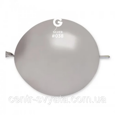 Латексна кулька лінколун Gemar 13" (33 см) /38 Металік срібло 1489333832 фото