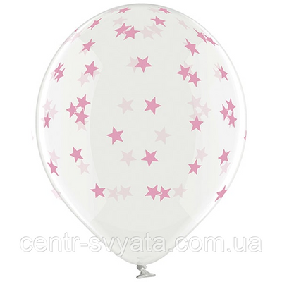 Латексна кулька BELBAL 12"(30 см) Зірки маленькі рожеві 277 фото