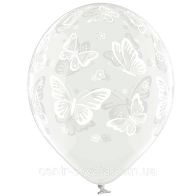 Латексна кулька BELBAL 12"(30 см) Метелики на прозорому 127 \ 4-18-А4-4 фото