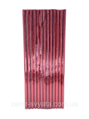 Трубочки коктельні "Червоний металік", 25 штук 1618105492 фото