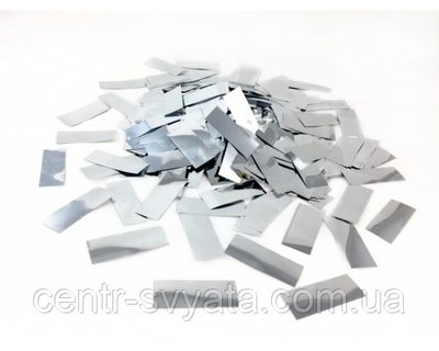 Конфетті "Метафан" 2х5 см срібло, 500 г 1696639698 фото