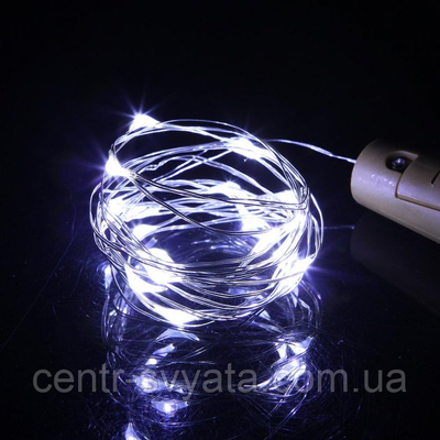 Світлодіодна гірлянда роса LED 2 м - Білий холодний з батарейками 6360518320293 фото