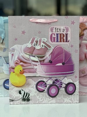 Подарунковий пакет "New Baby" з гліттером та аплікацією 32х26х10 см, мікс 4 шт 6900067577962 \ 2-5-А13 фото