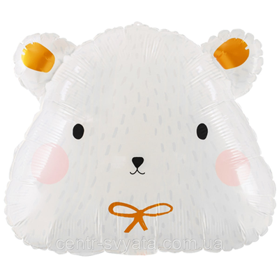 Фольгована кулька Party Deco (51х45 см) Білий ведмідь голова 5900779183551 \ 4-13-А1 фото