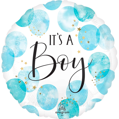 Фольгированный шарик Anagram 18"(45 см) Круг "It's a Boy" нежная акварель 026635456913 \ 4-15-А1 фото