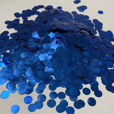 Конфетті "Кружечки" 1,2 см синє (метталік), 50 г 1477074795 фото