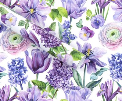 Подарунковий папір 70см х100 см "Фіолетові квіти" (5 листів) 2014337125 фото