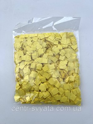 Конфетті "Квадратик жовтий" з вологостійкого тішью 50 г 1696645784 фото